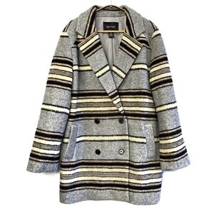 Karen Kane Stripe Lined Double Breasted Coat